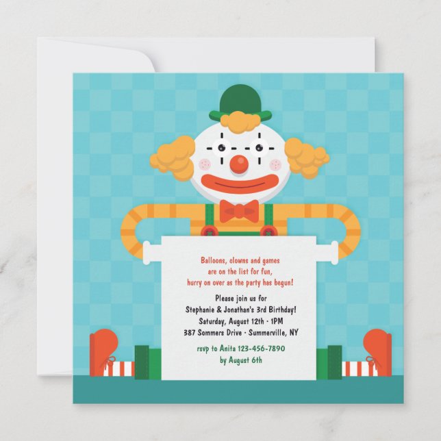 Invitación de Payaso Feliz (Anverso)