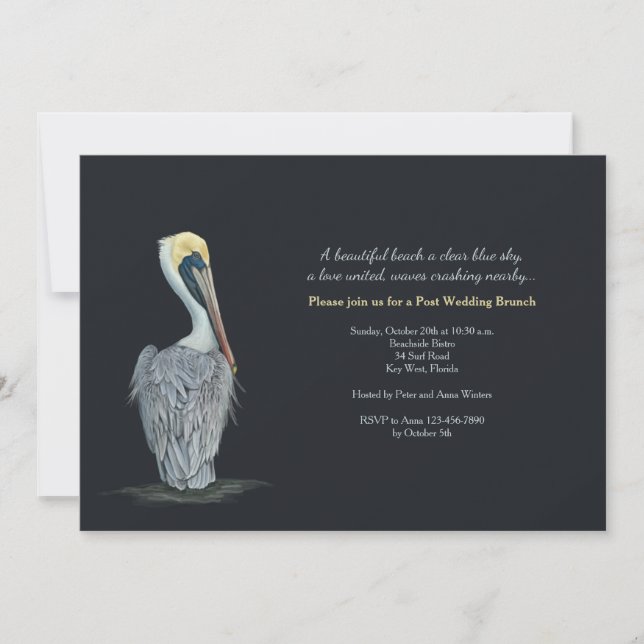 Invitación de Pelican Post Boda Brunch (Anverso)
