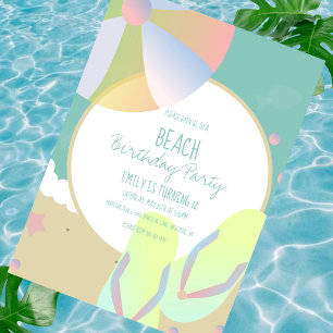 Invitación de pelota de playa de arena para fiesta