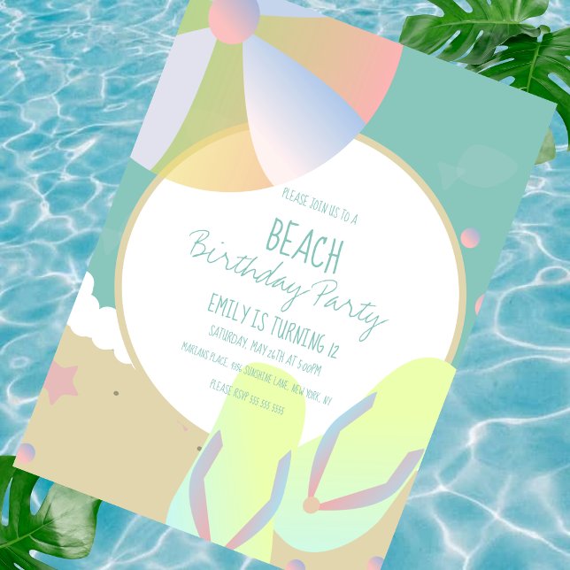 Invitación de pelota de playa de arena para fiesta (Subido por el creador)