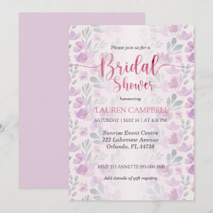 Invitación de peonía en acuarela rosa y púrpura