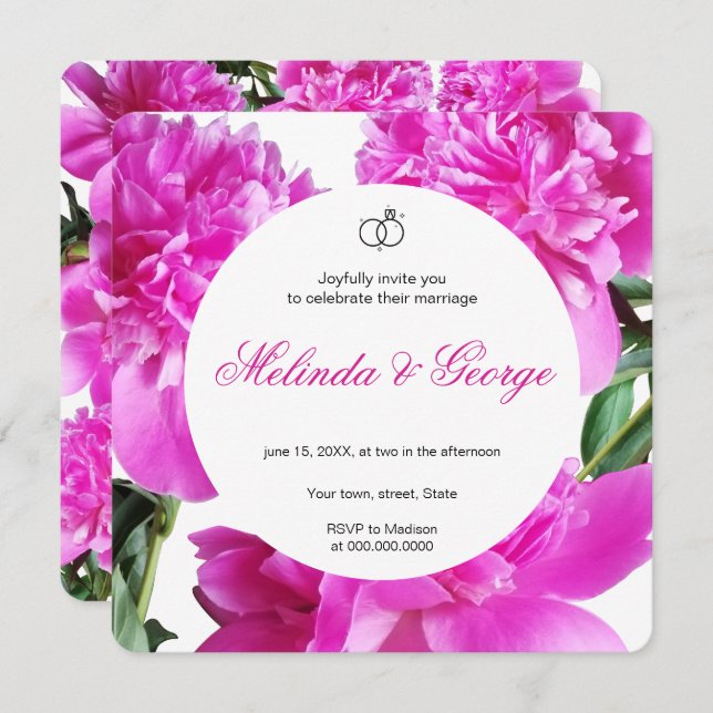 Invitación de peonía. Invitación (Anverso / Reverso)