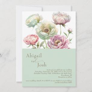 Invitación de peonías florales salvia