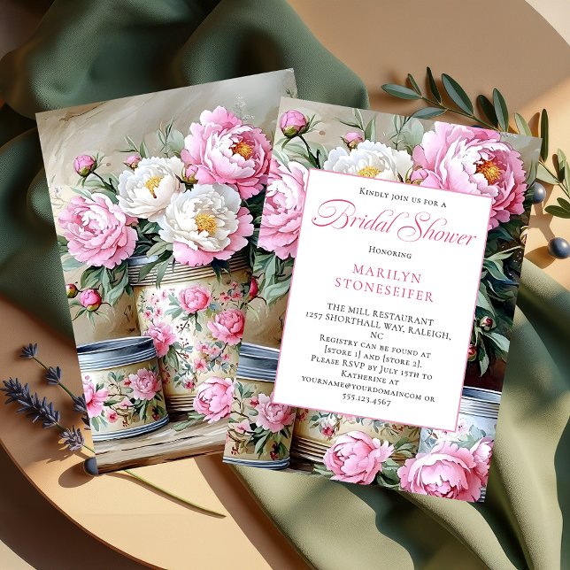 Invitación de Peonías Rosadas y Margaritas Blancas (Subido por el creador)