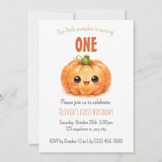 Invitación de pequeña calabaza para fiesta de cump