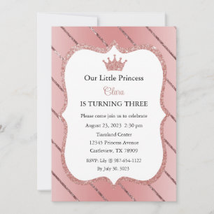 Invitación de pequeña princesa, cumpleaños de prin