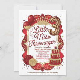 Invitación de Pequeña Señorita Threenager Roja