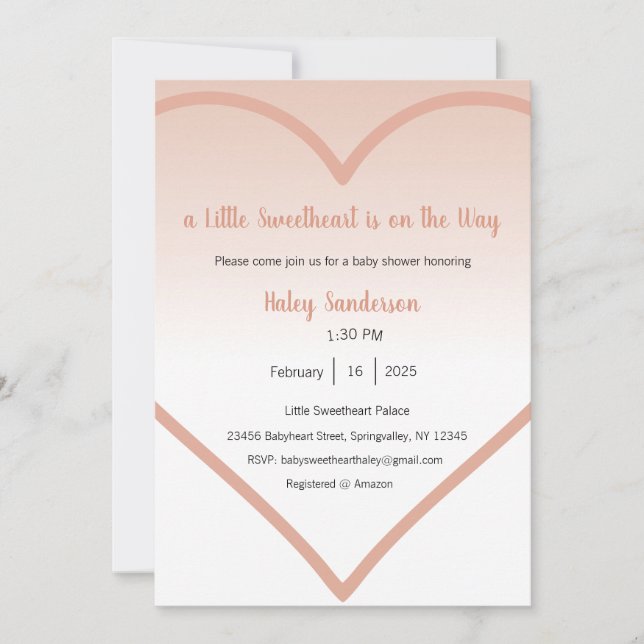 Invitación de pequeño amorcito en camino (Anverso)