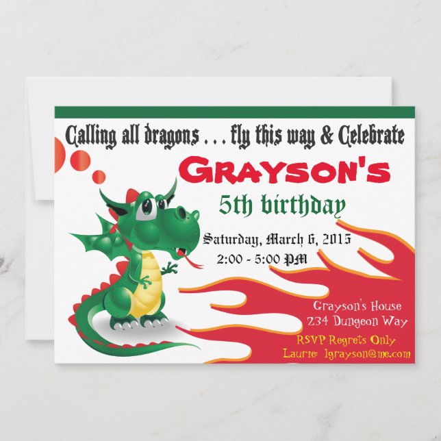 Invitación de Pequeño Dragón (Anverso)