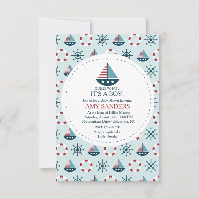 Invitación de Pequeños Barcos de Vela (Anverso)
