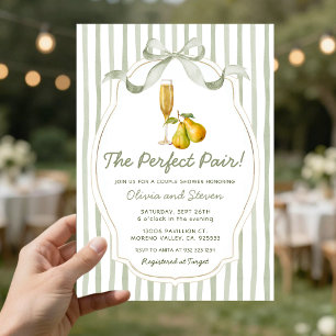 Invitación de pera para la ducha de parejas La par