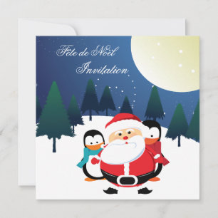 Invitación de Père Noël et Manchot Fête de Noël