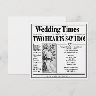 Invitación de periódico de boda