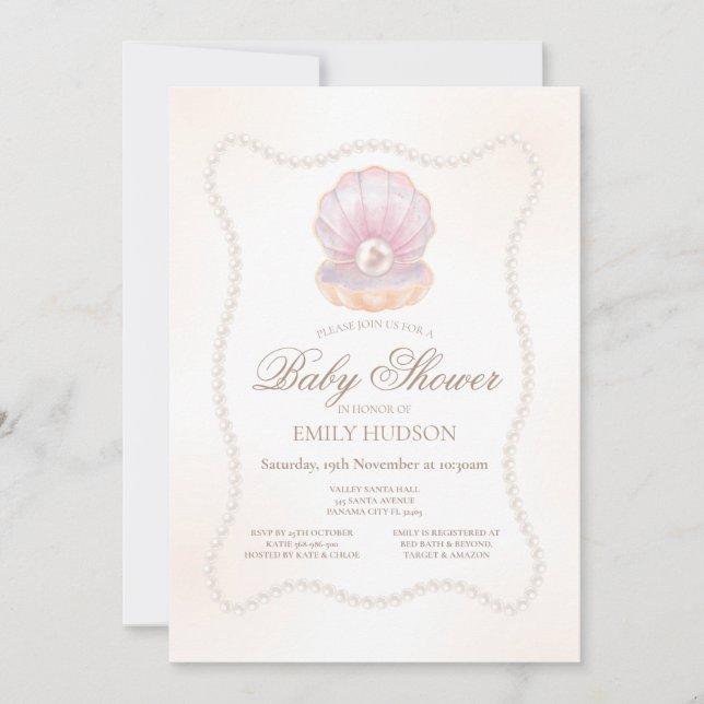Invitación de perla editable (Anverso)