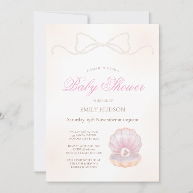 Invitación de perla editable (Anverso)