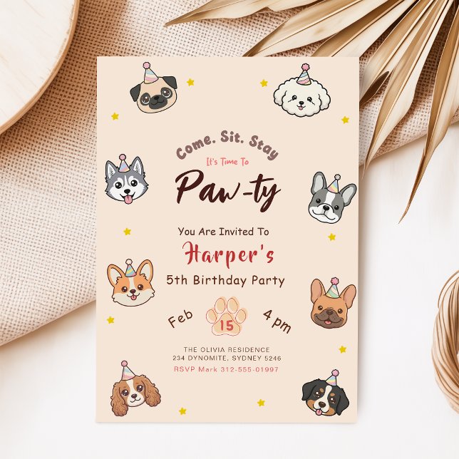 Invitación de PERRO, Cumpleaños de Perrito Adorabl (Subido por el creador)