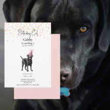 Invitación de perro de acuarela personalizada rosa