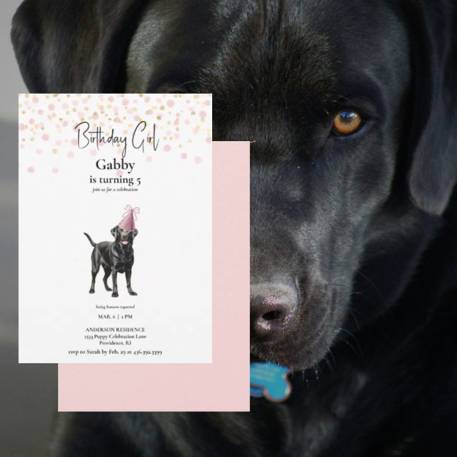 Invitación de perro de acuarela personalizada rosa (Subido por el creador)