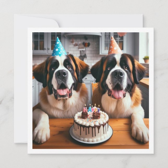 Invitación de perro de San Bernardo, cumpleaños de (Anverso)