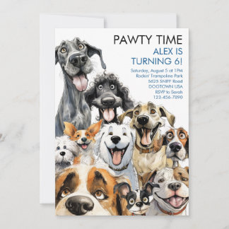 Invitación de perro divertida para cumpleaños de n