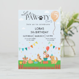 Invitación de perros de cachorro paw-ty cute de cu