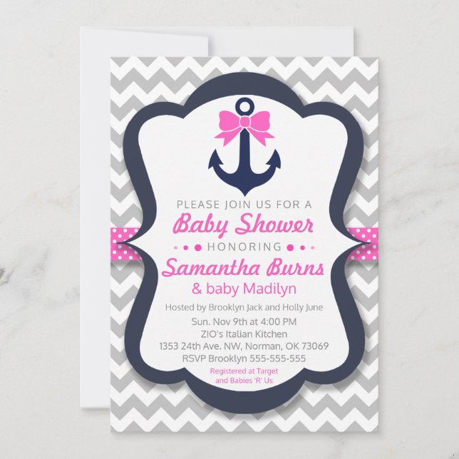 Invitación de Personalizable de Baby Shower de anc (Anverso)