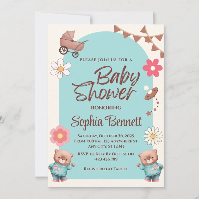 Invitación de personalizado Baby Shower (Anverso)