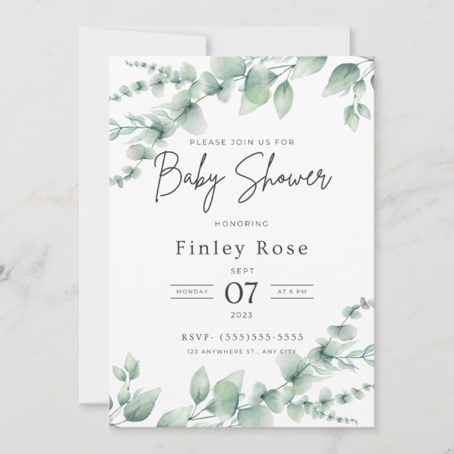 Invitación de personalizado Baby Shower (Anverso)
