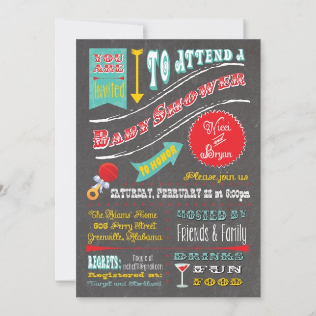 Invitación de personalizado Baby Shower (Anverso)