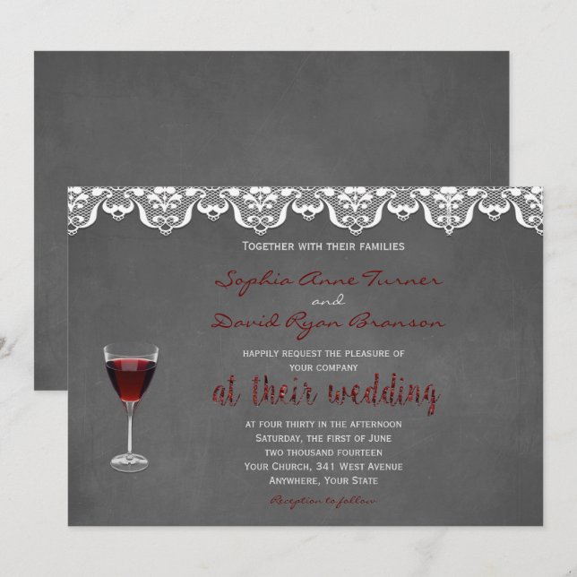 Invitación de Personalizado de Boda de bodega rúst (Anverso / Reverso)