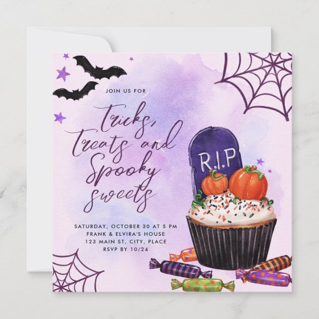 Invitación de Personalizado de Halloween Trick o T (Anverso)