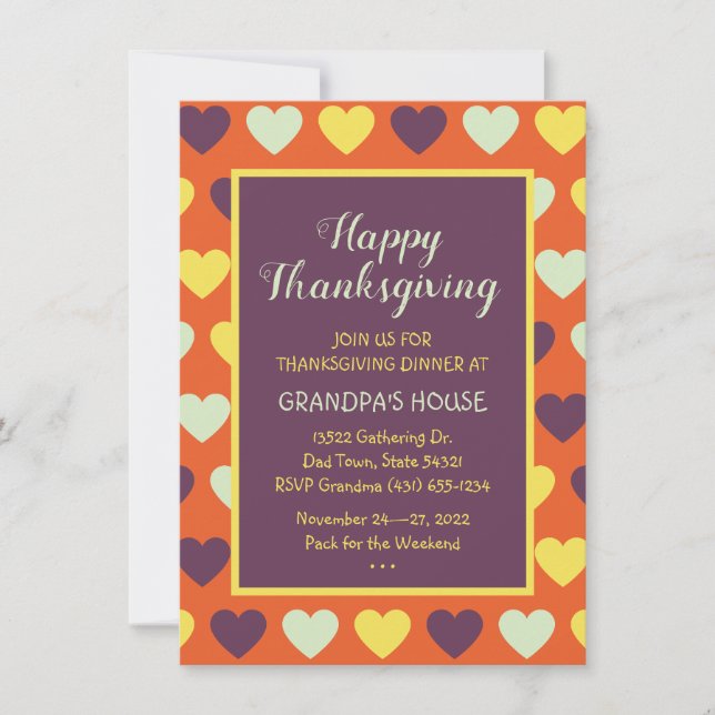 Invitación de Personalizado de la cena de Acción d (Anverso)