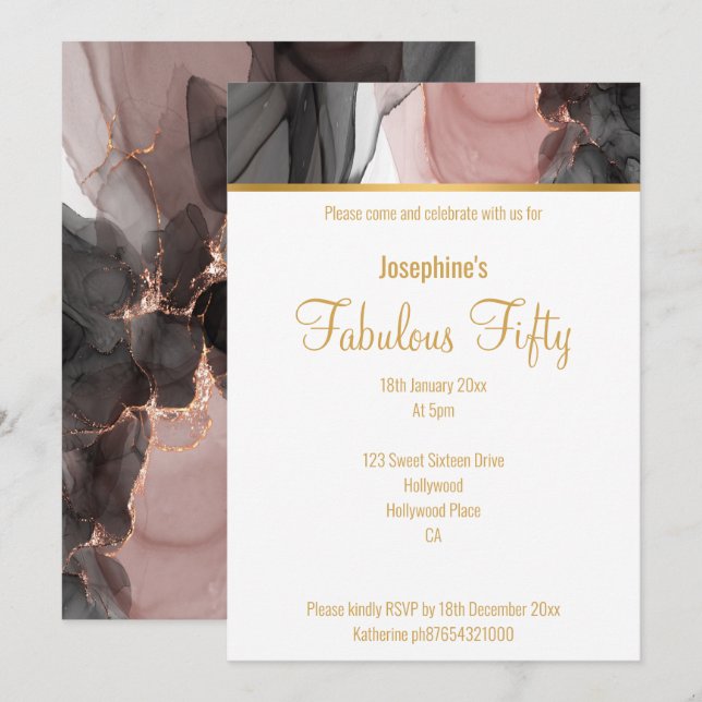 INVITACIÓN DE PERSONALIZADO DE ROSA DE FLOTACIÓN D (Anverso / Reverso)