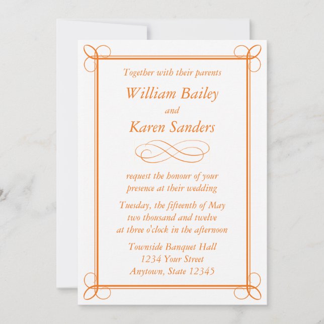 Invitación de Personalizado Naranja medio - Diseño (Anverso)