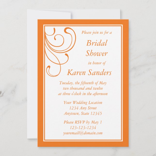 Invitación de Personalizado Naranja medio - Elegan (Anverso)
