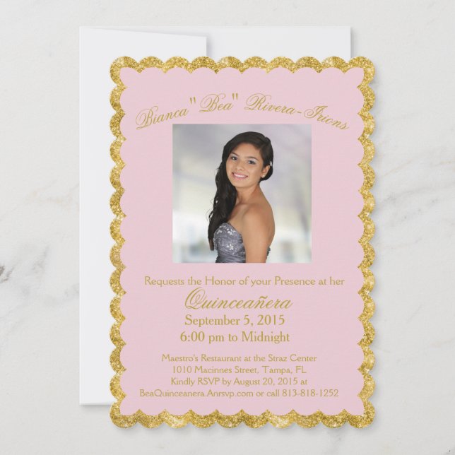 Invitación de personalizado Quinceanera (Anverso)