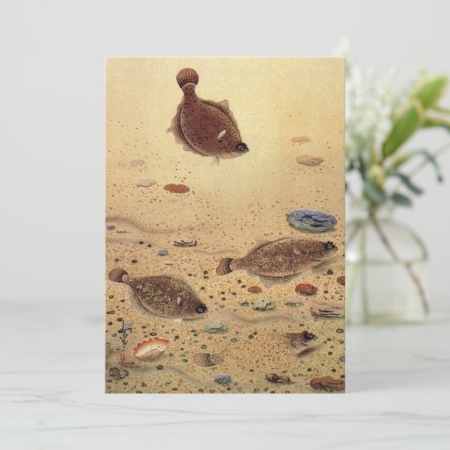 Invitación de pesca de peces planos lenguados vint (Anverso de pie)