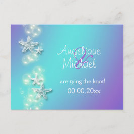 Invitación de pez estrella de la playa morada azul