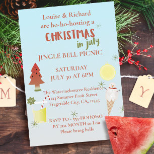 Invitación de picnic con cascabeles de Navidad en 
