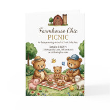 Invitación de Picnic con Estilo Rústico Elegante