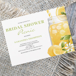 Invitación de picnic de ducha de novia limón cítri