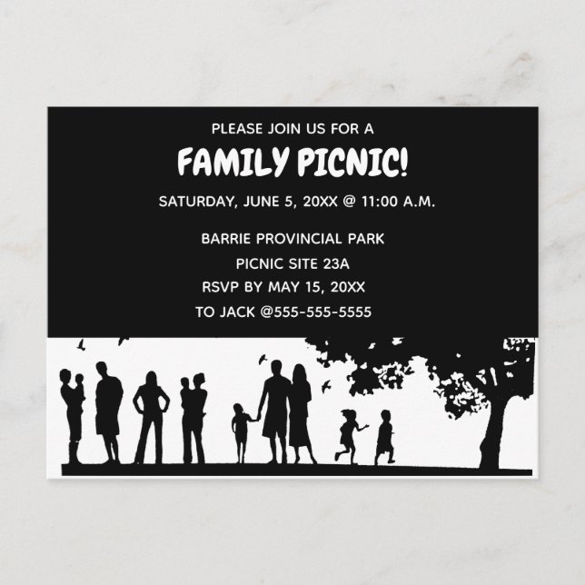 Invitación de picnic de la familia de siluetas edi (Anverso)