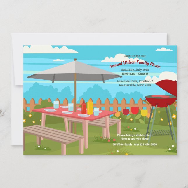 Invitación de picnic de verano (Anverso)