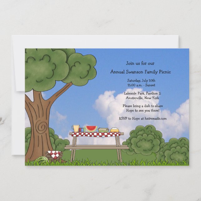 Invitación de picnic de verano (Anverso)