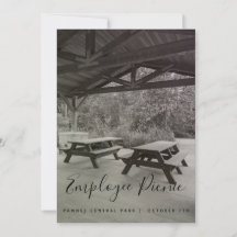 Invitación de picnic en blanco y negro