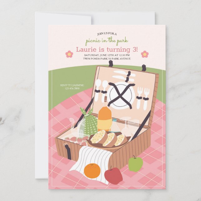 Invitación de picnic en el parque (Anverso)