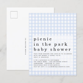 Invitación De Picnic En Park Baby Shower Blue Ging