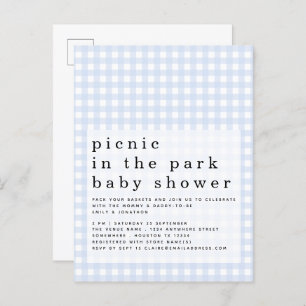 Invitación De Picnic En Park Baby Shower Blue Ging