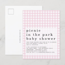 Invitación De Picnic En Park Baby Shower Pink Ging