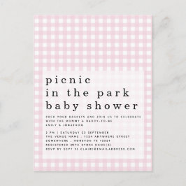 Invitación De Picnic En Park Baby Shower Pink Ging